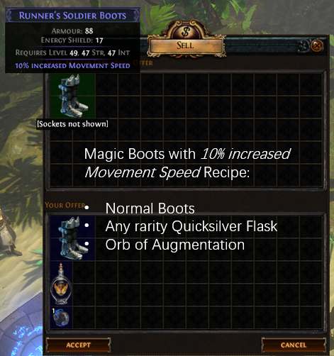 Magic Boots with 10% increased Movement Speed Recipe