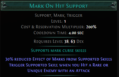 Mark on Hit Support PoE