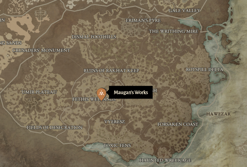 Maugan's Works Diablo 4 Location