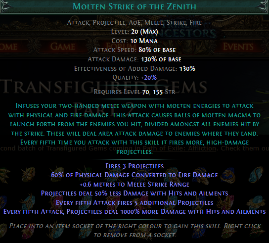 PoE Molten Strike of the Zenith