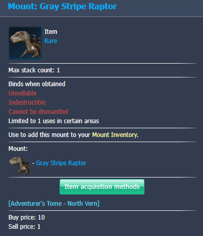 Lost Ark Mount: Gray Stipe Raptor
