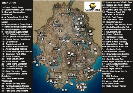 MW3 Key Locations DMZ Map - Modern Warfare 3