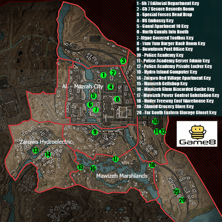 MW3 North East Key Locations Map