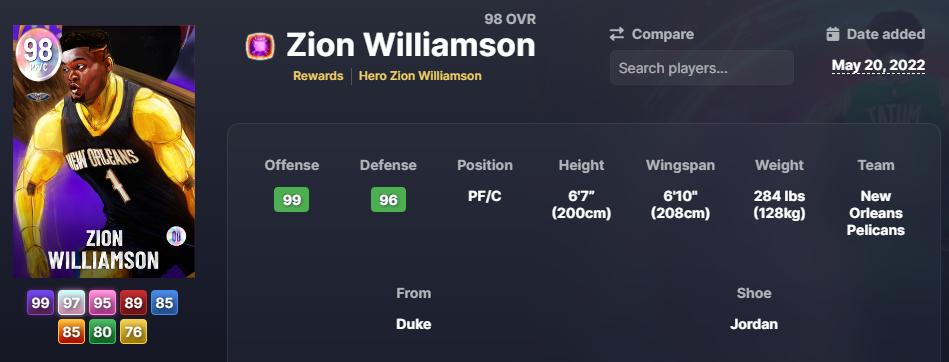 NBA 2K24 Hero Zion Williamson