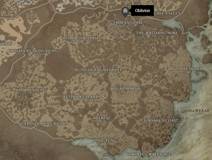 Oblivion Diablo 4 Location