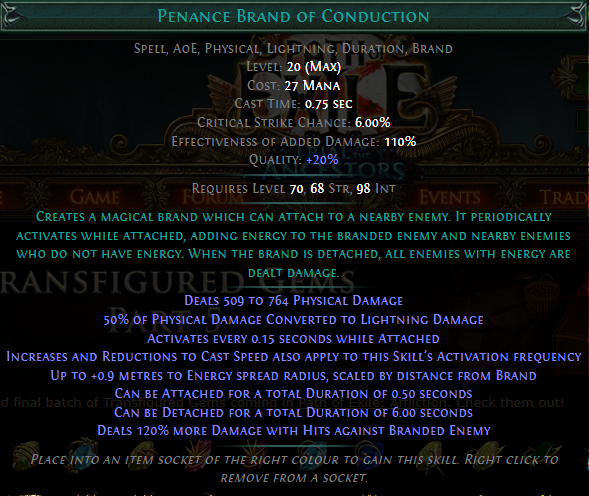 PoE Penance Brand of Conduction