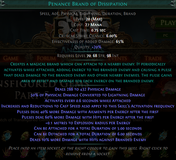 PoE Penance Brand of Dissipation