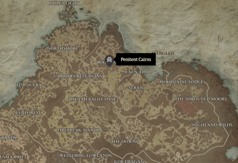 Penitent Cairns Diablo 4 Location