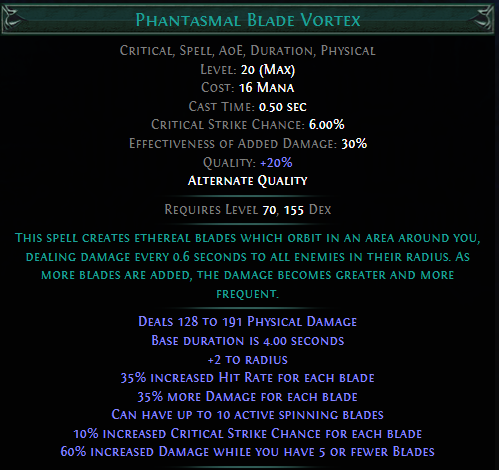 Phantasmal Blade Vortex PoE