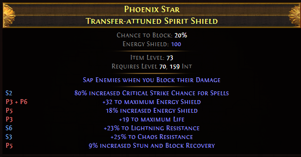 Phoenix Star Transfer-attuned Spirit Shield