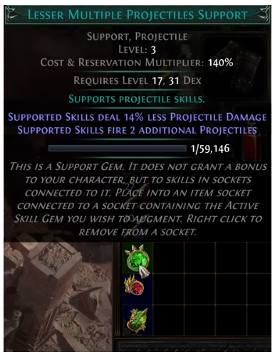 PoE 2 Lesser Multiple Projectiles Support