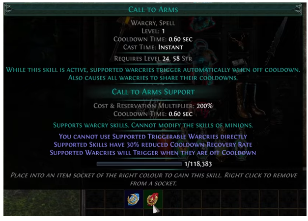 PoE Call to Arms Support gem