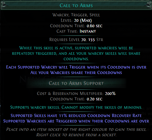 PoE Call to Arms Support level 20