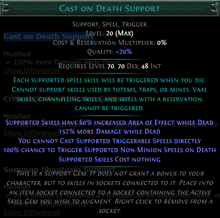 PoE Cast On Death Support 3.19