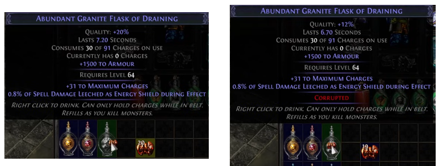 PoE Flask Quality Over 20% Crafting