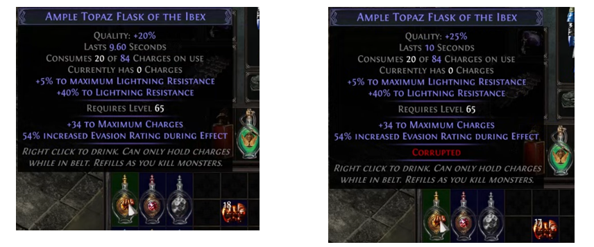 PoE Flask Quality Over 20% Crafting