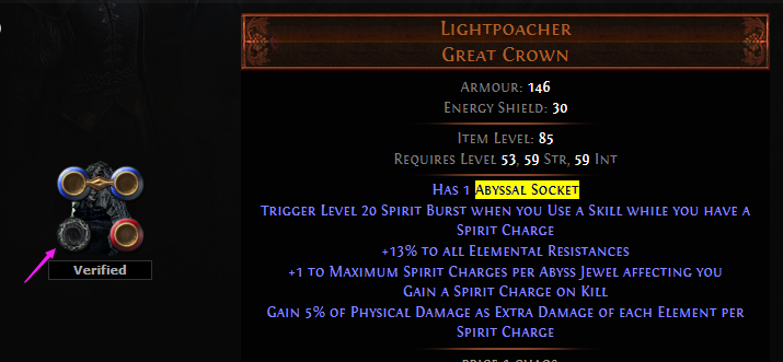 PoE items with Abyssal socket