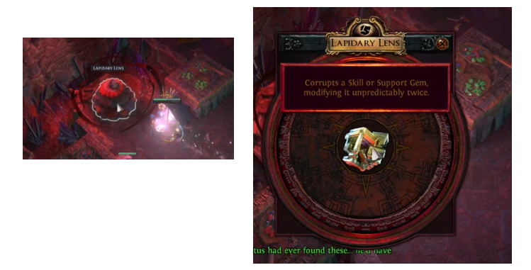 PoE Lapidary Lens: double corrupts a skill or a support gem