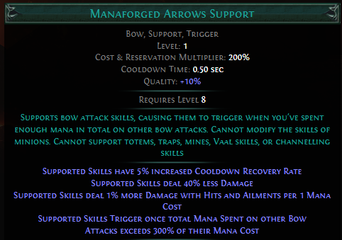 PoE Manaforged Arrows Support