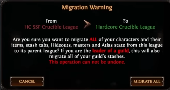 PoE Migrate SSF to League