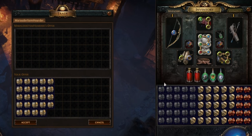 PoE Move All Items From Inventory Into  Trade Window