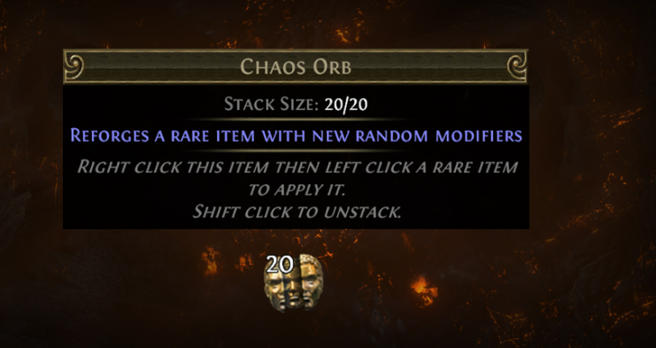 increase to the stack sizes of some currency items including Chaos Orbs