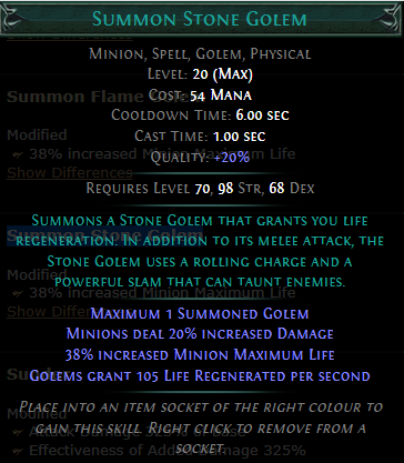 PoE Summon Stone Golem 3.19