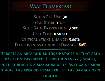 PoE Vaal Flameblast 3.19
