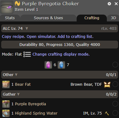Purple Byregotia crafting recipes