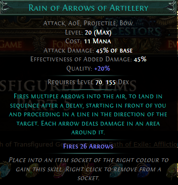 PoE Rain of Arrows of Artillery