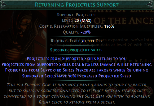 PoE Returning Projectiles Support