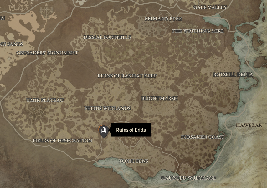 Ruins of Eridu Diablo 4 Location