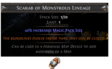 PoE Scarab of Monstrous Lineage