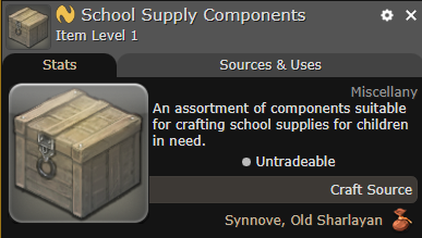 FFXIV School Supply Components