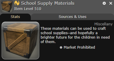 FFXIV School Supply Materials