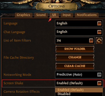 Enable or Disable Screen Shake PoE