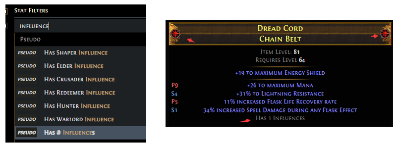 Search Influenced Items from Path of Exile Trade