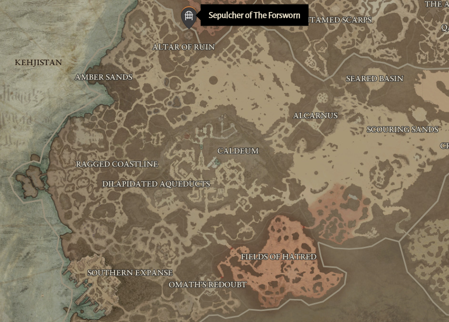 Sepulcher of the Forsworn Diablo 4 Location