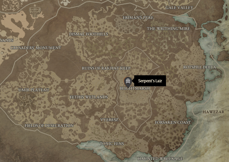 Serpent's Lair Diablo 4 Location