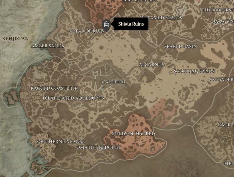 Shivta Ruins Diablo 4 Location