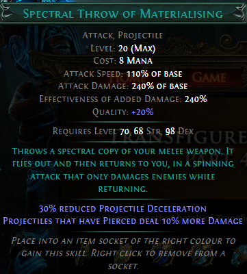 PoE Spectral Throw of Materialising