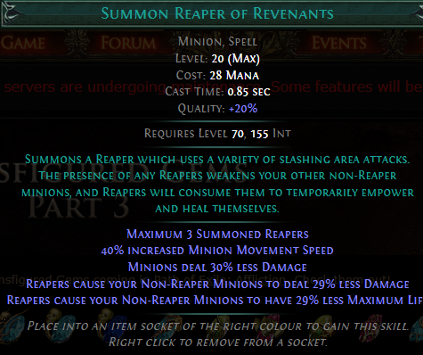 PoE Summon Reaper of Revenants