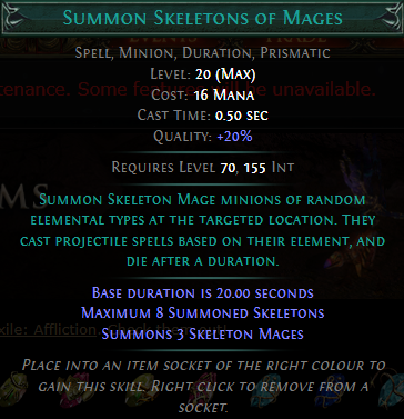 PoE Summon Skeletons of Mages