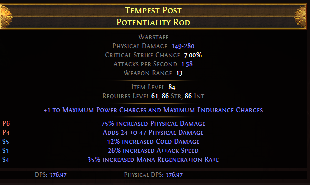 Tempest Post Potentiality Rod