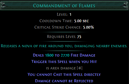 Trigger Commandment of Flames on Hit PoE