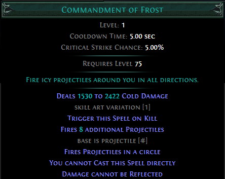 Trigger Commandment of Frost on Kill PoE