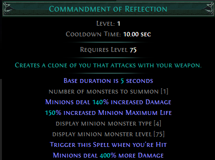 Trigger Commandment of Reflection when Hit PoE