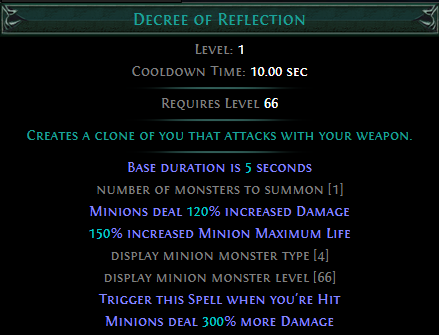 Trigger Decree of Reflection when Hit PoE