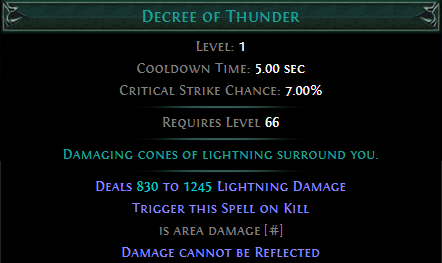 Trigger Decree of Thunder on Kill PoE