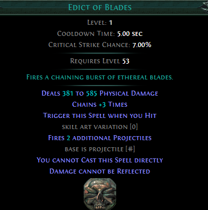 Trigger Edict of Blades on Hit PoE